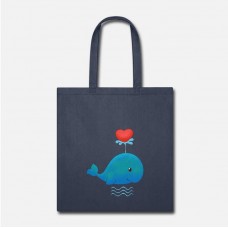 Whale Navy Tote Bag